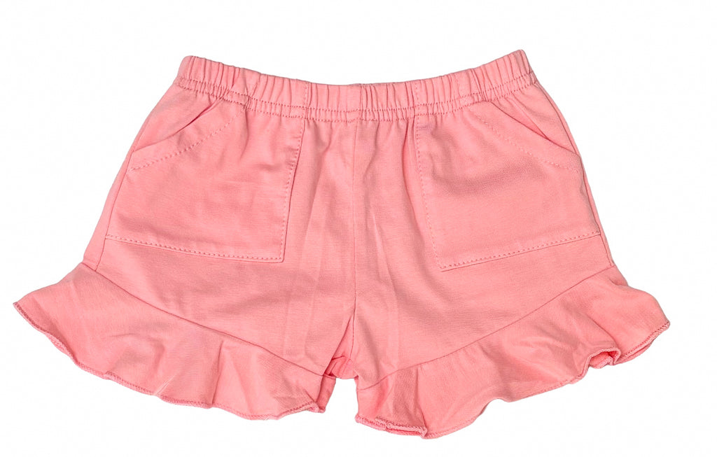 Peach ruffle shorts with pockets