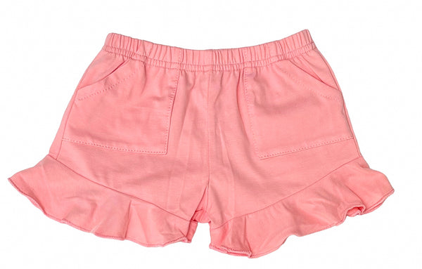 Peach ruffle shorts with pockets
