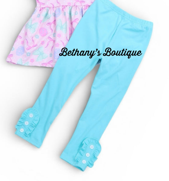 turquoise button leggings