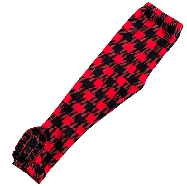 Buffalo Plaid button leggings