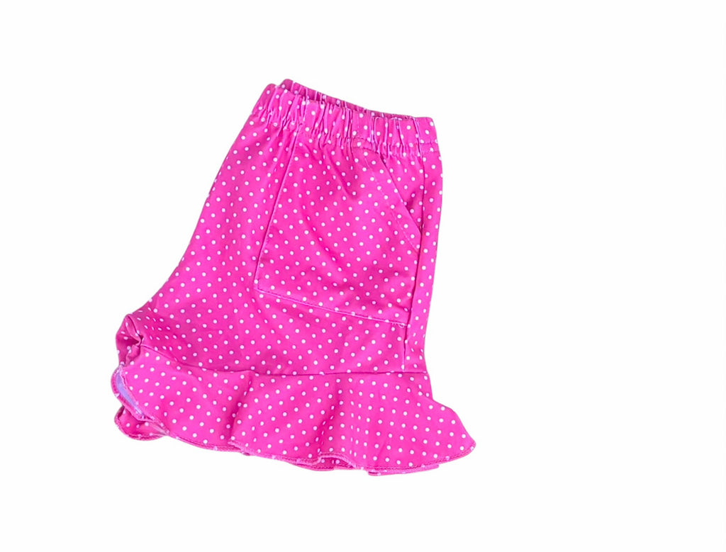Pink polka dot shorts with pockets