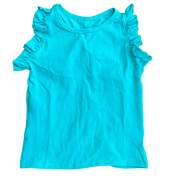 Teal ruffle racerback tank