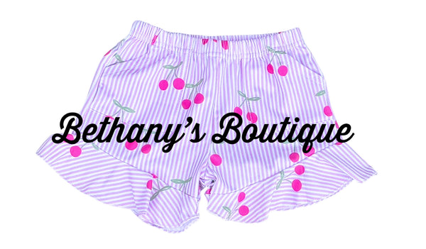 Cherry ruffle shorts with pockets