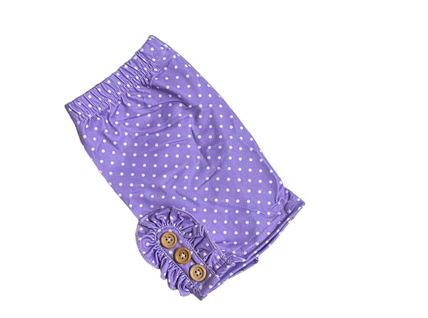 Purple Polka dot biker shorts with buttons