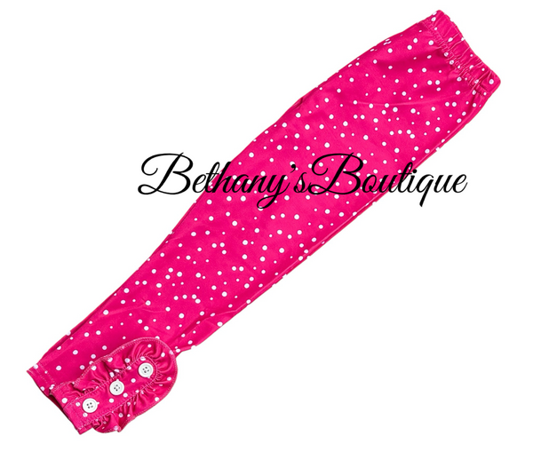 Hot pink polka dot button leggings