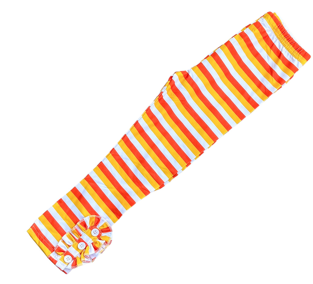 Candy Corn Striped Button Leggings