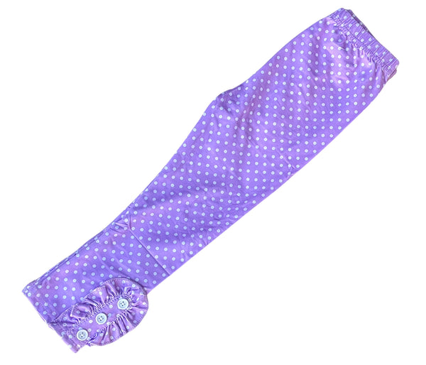 Purple polka dot button leggings