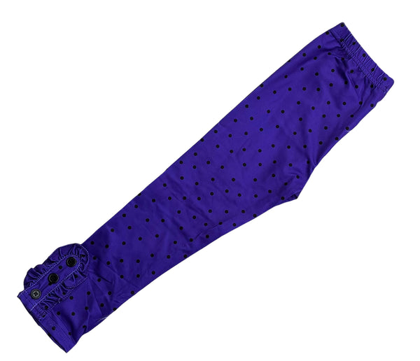 Purple and Black polka dot button leggings