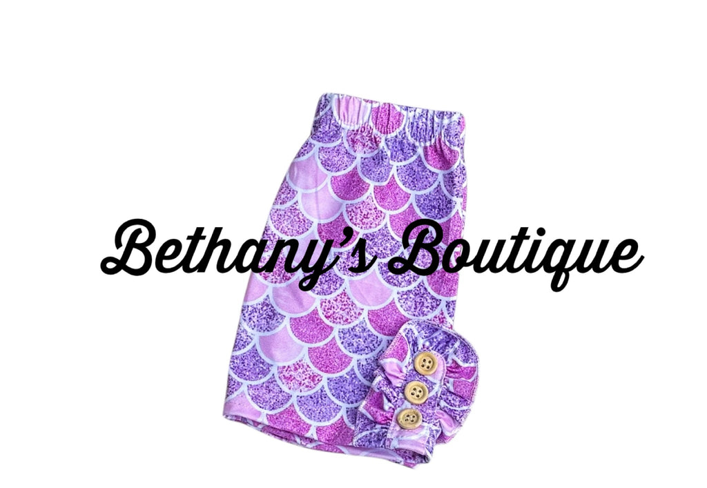Mermaid Scales biker shorts with buttons