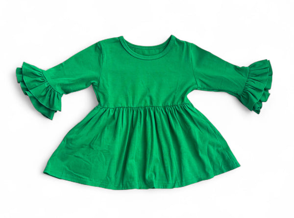 Green ruffled sleeves top