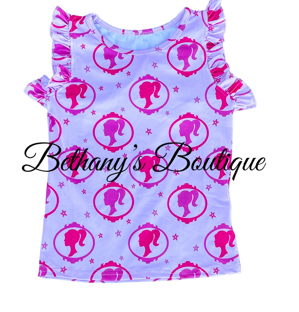 Barbie Ruffle racerback top