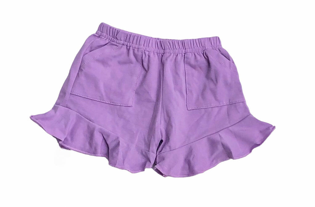 Lavender ruffle shorts with pockets