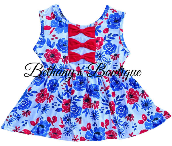 Floral Bow Back Peplum