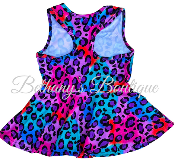 Colorful Leopard Racer-Back Peplum