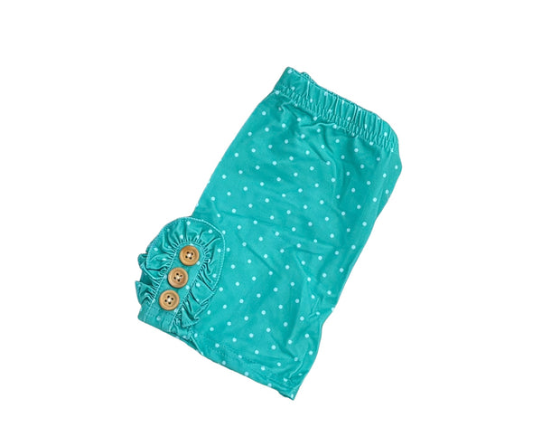 Teal Polka dot biker shorts with buttons