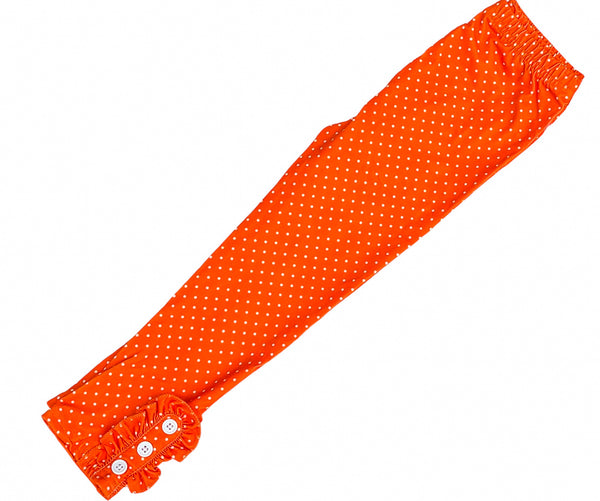 Orange polka dot button leggings