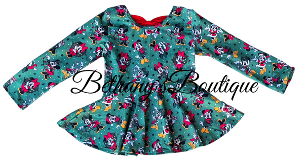 Disney Christmas Bow back peplum