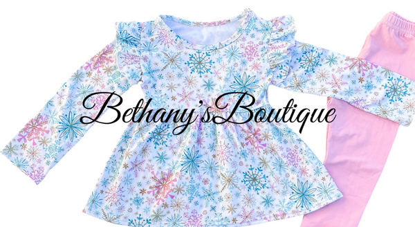 Snowflake Ruffle sleeve peplum