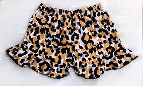 Leopard ruffle shorts with pockets