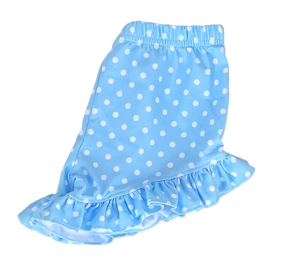 Light Blue Polka Dot Ruffle Shorts