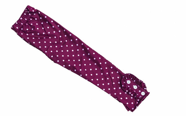 Maroon polka-dot button leggings