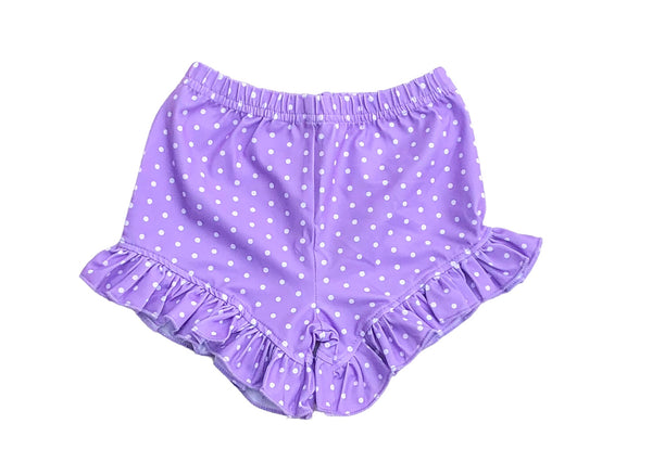 Lavender polka dot ruffle shorts