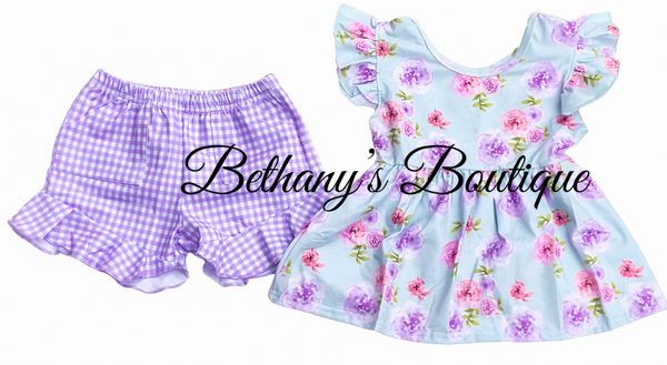 Spring Floral Ruffle Sleeve Peplum