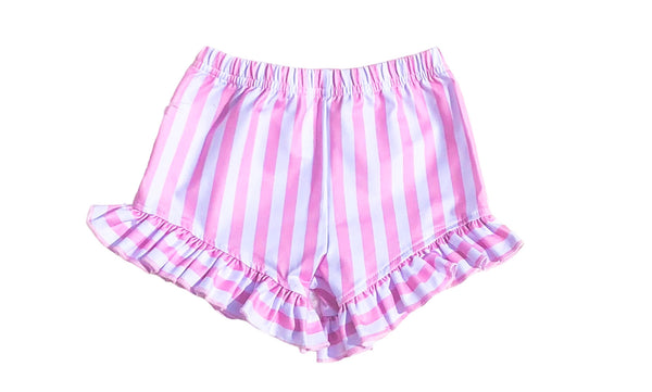 Pink striped ruffle shorts