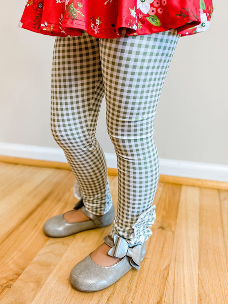 Green button leggings