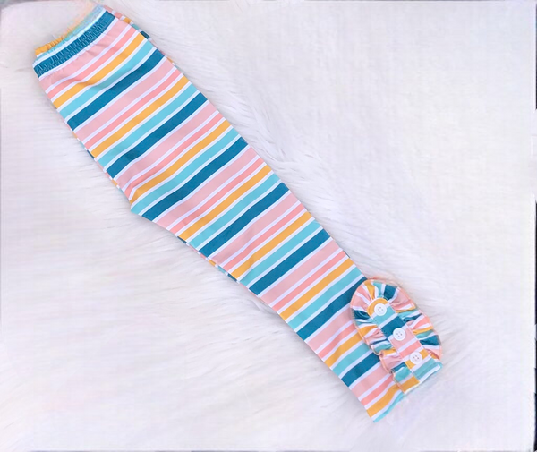 Striped Button Leggings
