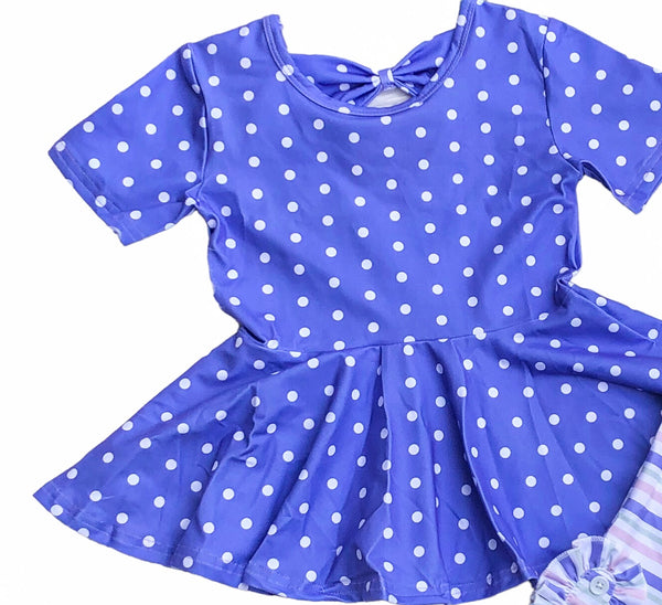 Polka dot bow back peplum
