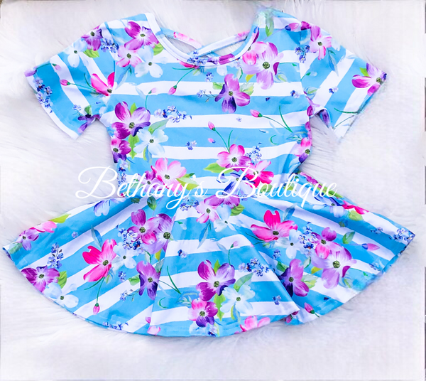 Striped Floral peplum