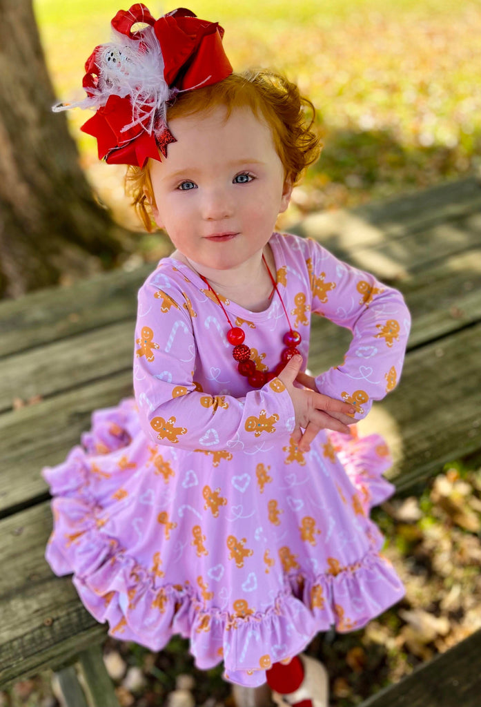 pink gingerbread dress Pink and Red Smocked Gingerbread Dress {RTS} 3t
