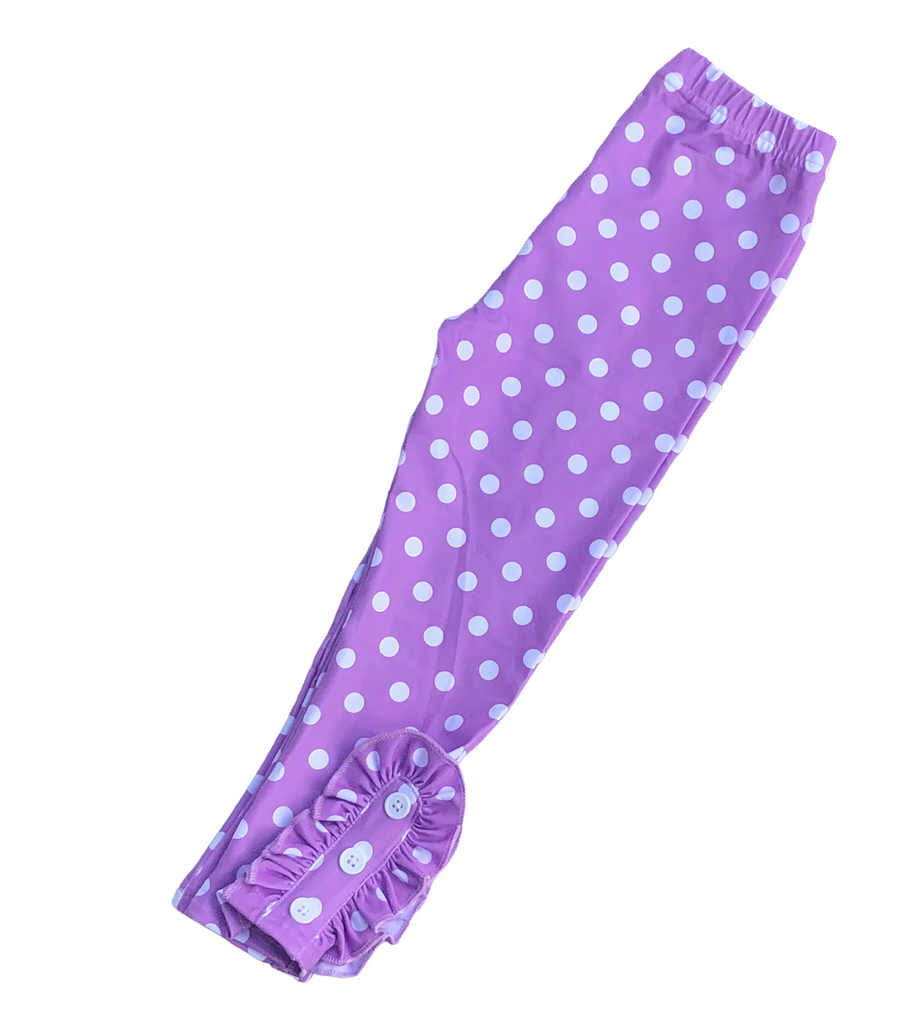 Lavender Polka Dot Button Leggings