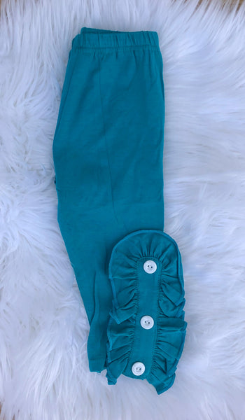 Turquoise button leggings
