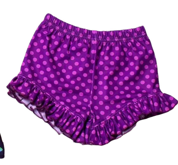 Purple Polka dot ruffle shorts