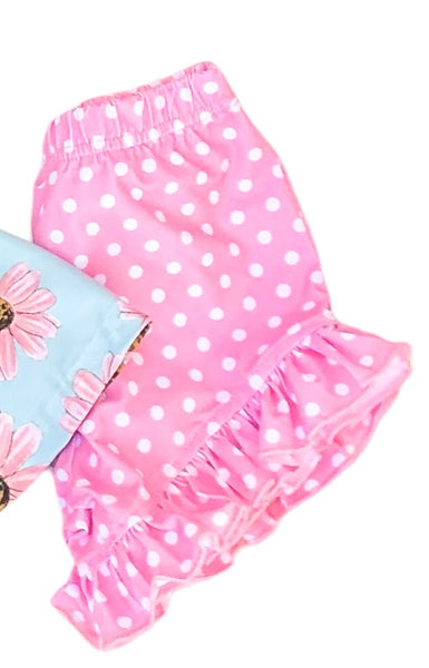 Pink Polka Dot Ruffle Shorts