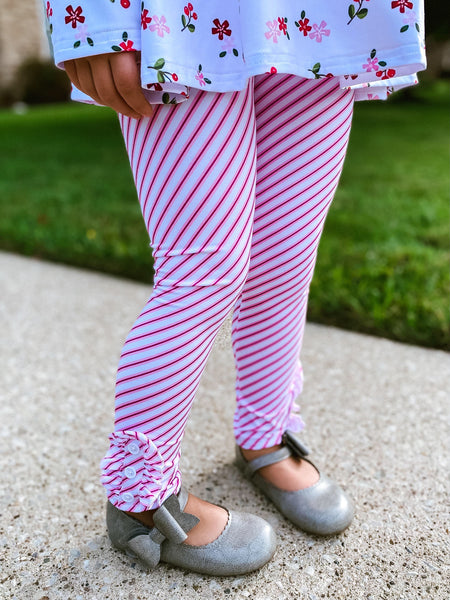 Pink Striped button leggings