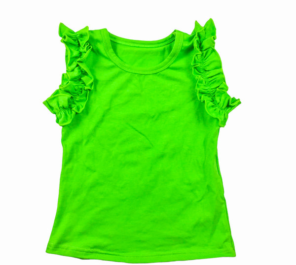 Green ruffle sleeve tank top