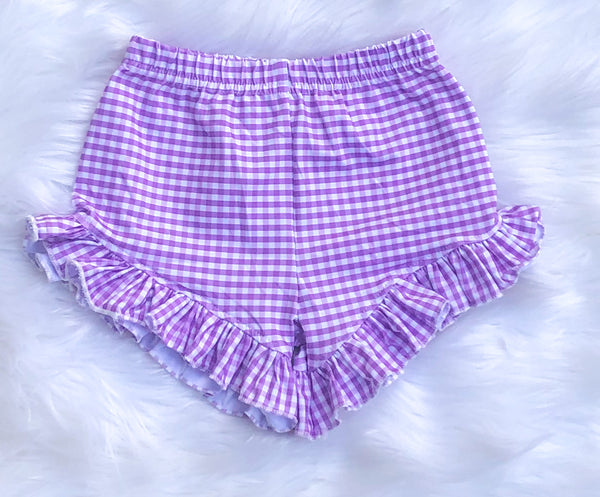 Gingham ruffle shorts