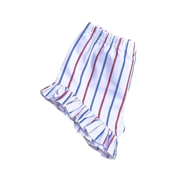 Baseball Stripes Ruffle Shorts